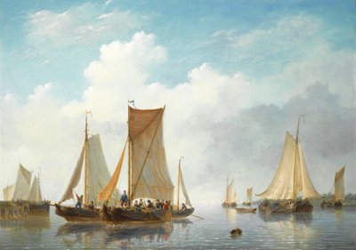 Mouth with Ships in Calm Water by Frans Jacobus van den Blijk